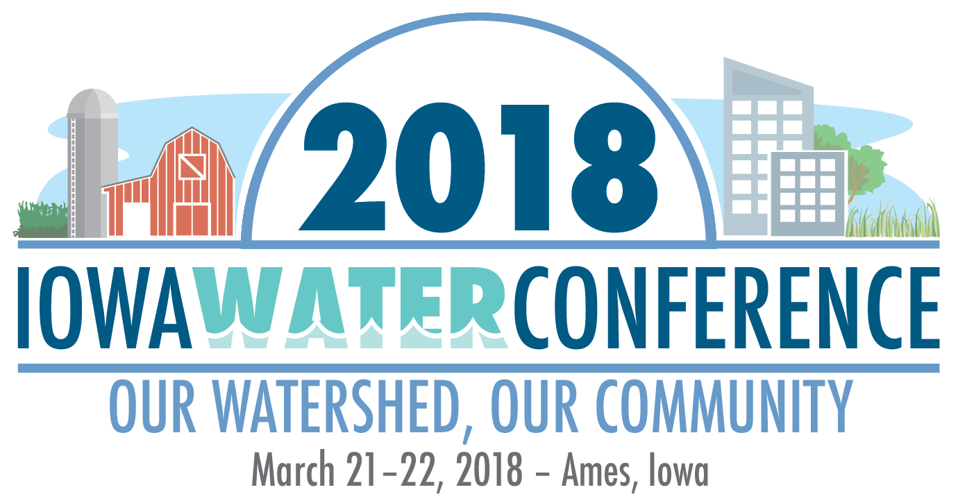 Iowa Water Conference logo with a rural farm and urban buildings