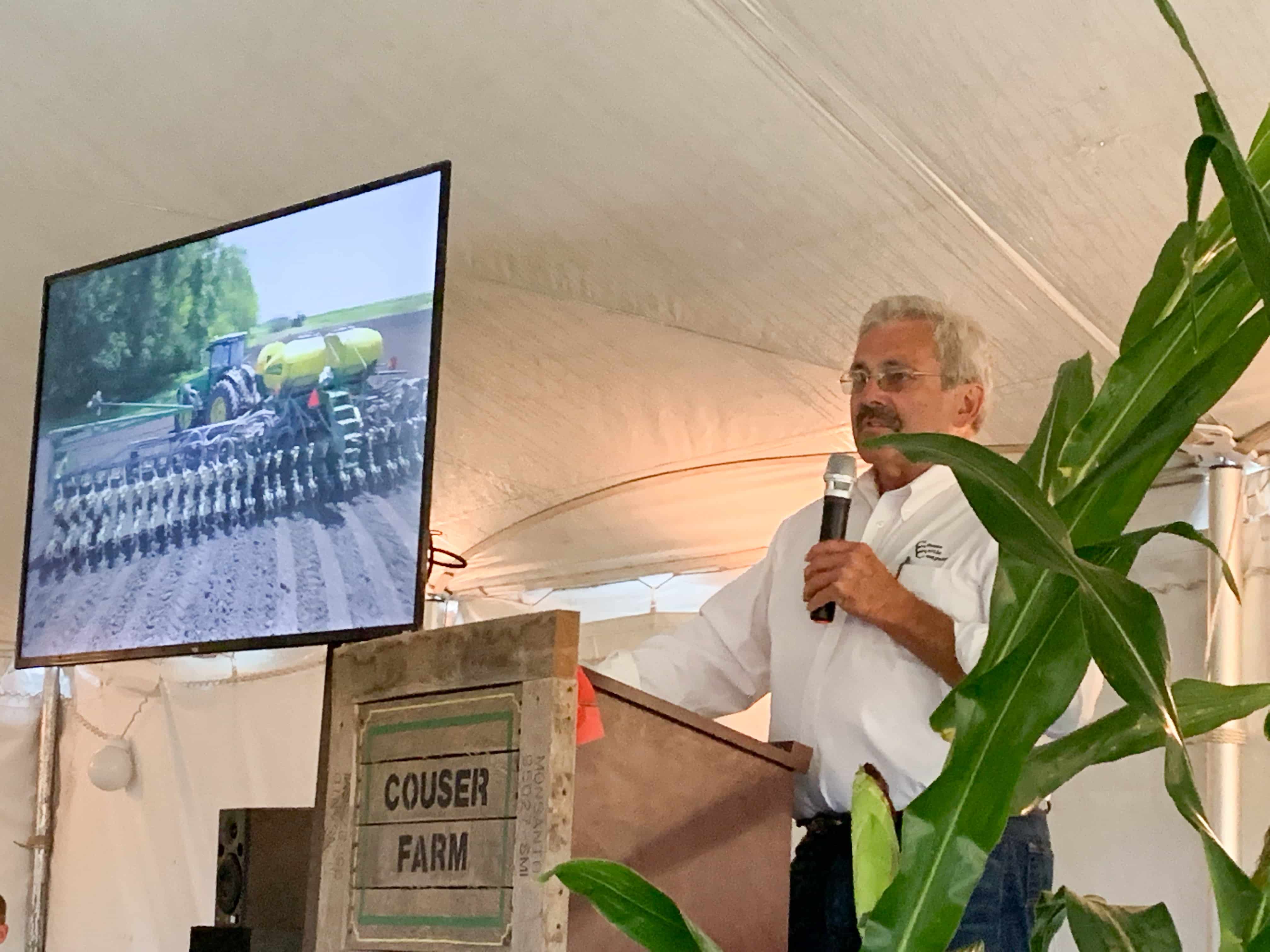 Bill Couser addresses more than 100 attendees during the 2019 Conservation Technology Information Center's tour stop at his AGvocacy Learning Farm.