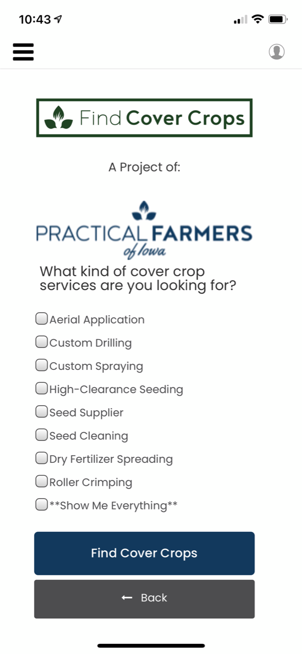 Find Crop Cover App Services Page