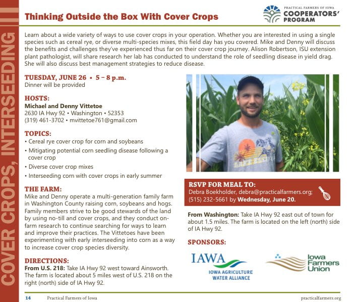 Vittetoe Field Day Poster, "Thinking Outside the Box with Cover Crops"