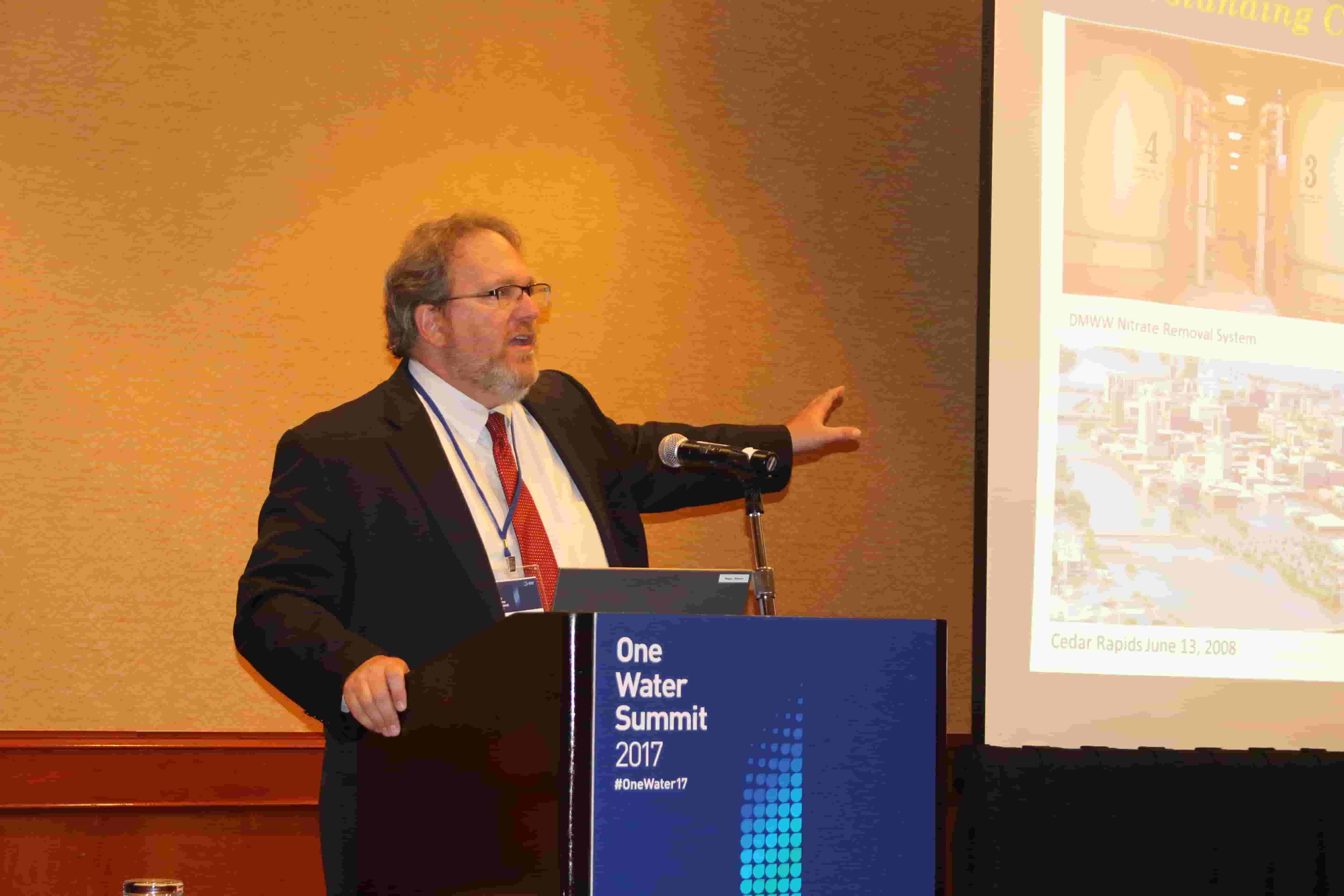 Roger Wolf, director of Environmental Programs and Services for ISA, speaking at the One Water Summit 2017